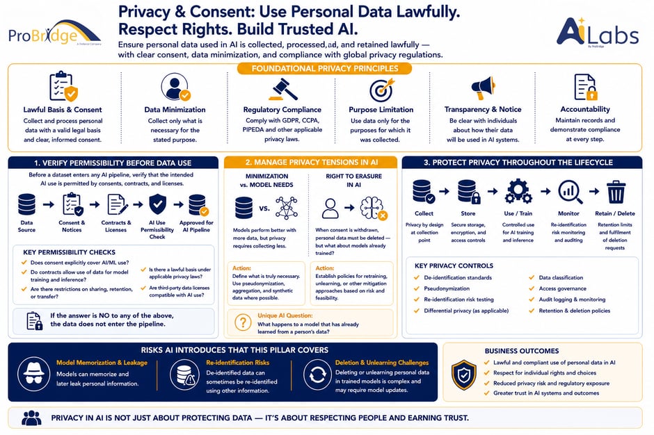 Infographic of Privacy & Consent using AI Labs by Probridge
